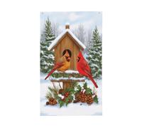 Bandiere invernali in legno con due uccellini per casette degli uccelli, 0,9 x 1,5 m, striscione di auguri con occhielli per interni ed esterni, decorazioni per la casa per feste