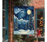 Bandiere invernali per casa sull'albero di Natale, 71 x 101 cm, per esterni, Van Gogh, foresta di Natale, bandiere verticali standard per la casa, vacanze Capodanno, cortile, cortile, stampa bandiere