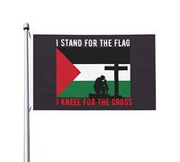 Bandiere "Io sostengo la bandiera della Palestina e mi inginocchio per la croce" per esterni, 3x5 piedi, bandiera in poliestere resistente bifacciale per casa, cortile, festival, decorazioni da giardi