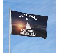 Bandiere "Le auto vere non si spostano da sole", 3x5 piedi, striscioni bifacciali, bandiera di benvenuto da giardino, decorazione da parete per la stanza del college.