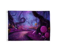 Bandiere lecca-lecca per esterni, fantasiosi sentieri alberi primaverili bandiere viola con corda banner esterno resistente allo sbiadimento decorazione per portico anteriore giardino balcone casa 0,9