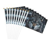 Bandiere leggere leggere con stampa di lupo con occhi azzurri, per feste, parate, eventi, festival, decorazione