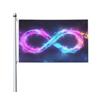 Bandiere magiche e luminose con simbolo dell'infinito per la casa del cortile, 0,9 x 1,5 m, striscione di auguri con occhielli per interni ed esterni, decorazioni per la casa