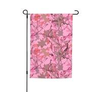 Bandiere mimetiche con foglie rosa per esterni, 30,5 x 45,7 cm, stampa su entrambi i lati, bandiera da giardino per esterni, bandiera per vacanze con occhielli, bandiera per casa e cortile, per