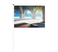 Bandiere mini bella casa al mattino su bastone - 14 x 20,8 cm piccole bandiere USA per esterni, decorazioni 4 luglio, decorazione patriottica, asta per bandiera portatile, bandiere palmari, sei pezzi