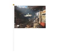 Bandiere mini pesci nel cielo su bastone - 14 x 20,8 cm piccole bandiere USA per esterni, decorazioni 4 luglio, decorazione patriottica, asta per bandiera portatile, bandiere palmari, sei pezzi