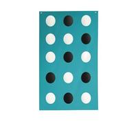 Bandiere minimaliste per la casa da cortile con pois bianchi e neri su turchese blu, 0,9 x 1,5 m, con occhielli, decorazioni per interni ed esterni, feste per la casa