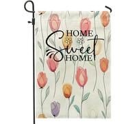 Bandiere moderne da giardino con rose, 30,5 x 45,7 cm, double face, per esterni, decorazione floreale, minimalista, in tela, bandiera per casa, semplice fiore per esterni, piccola bandiera per prato