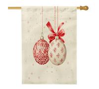 Bandiere moderne per la casa con palline di Natale, 71 x 101 cm, double face, astratte, semplici, natalizie, verticali, in tela, per la casa, per le vacanze, Capodanno, cortile, cortile, decorazione