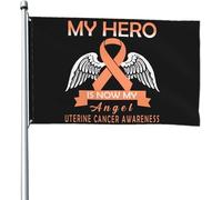Bandiere My Hero Is Now My Angel per la sensibilizzazione sul cancro uterino, 2 bandiere da 4x6 piedi, per esterni, per patio, prato e giardino, colori vivaci e resistenti allo sbiadimento.
