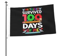 Bandiere "My Teacher Survived 100 Days Of Me" per esterni, 2x3 piedi, resistenti, bifacciali, per decorazioni da giardino, casa, cortile, festival, bandiera di benvenuto