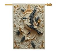 Bandiere natalizie a forma di rondini per la casa degli uccelli, 71 x 101 cm, double face, per esterni, novità di lusso in lino di Natale, bandiere verticali per la casa, bandiera invernale con stampa
