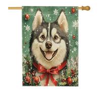 Bandiere natalizie Alaskan Malamute per la casa del cane, 71 x 101 cm, double-face, per esterni, per l'inverno, per animali domestici, in tela, verticale, per la casa, per l'anno nuovo, decorazione