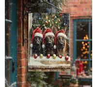Bandiere natalizie belga Malinois per la casa del cane, 71 x 101 cm, per esterni, con palline, finestra, cucciolo, bandierine verticali standard per la casa, feste divertenti per cortile anteriore