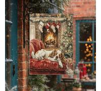 Bandiere natalizie Cavalier King Charles Spaniel, 71 x 101 cm, double face, per esterni, camino, cucciolo, bandiera verticale standard per casa, divertente bandiera per cortile anteriore cortile