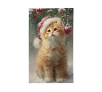 Bandiere natalizie con gatto sotto l'albero per la casa, 9 x 1,5 m, striscione di auguri con occhielli per interni ed esterni, decorazioni per la casa