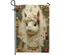 Bandiere natalizie da giardino con alpaca e lama, 30,5 x 45,7 cm, double face, per esterni, divertente motivo natalizio di lusso, bandiera per casa da cortile, piccola bandiera per esterni con animali