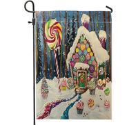 Bandiere natalizie da giardino con caramelle da 30,5 x 45,7 cm, double face, per decorazioni esterne, motivo country fantasy natalizio, bandiera per casa, vacanze, Capodanno, all'aperto, piccola