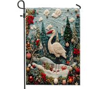 Bandiere natalizie da giardino con cicogne e uccelli, 30,5 x 45,7 cm, double face, per esterni, divertenti bandiere per prato, foreste natalizie, decorazioni per esterni