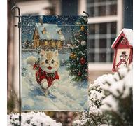 Bandiere natalizie da giardino con gatto persiano 30,5 x 45,7 cm, double face, per esterni, neve, Natale, animali, bandierine standard in tela per casa, vacanze, animali domestici, cortile, cortile
