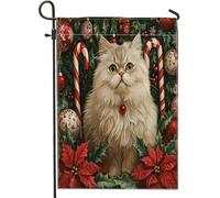 Bandiere natalizie da giardino con gatto persiano 30,5 x 45,7 cm, per esterni, divertenti bandiere verticali in lino per casa, vacanze, Capodanno, cortile, cortile, prato, decorazione per esterni