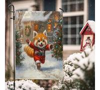 Bandiere natalizie da giardino con panda rosso, 30,5 x 45,7 cm, double face, per esterni, neve, Natale, motivo animale, bandiera per casa, vacanze, animali domestici, piccola bandiera per cortile e