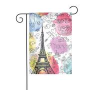 Bandiere natalizie da giardino con stampa della Torre Eiffel di Parigi, su entrambi i lati, decorazione natalizia per prato e cortile esterno