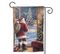 Bandiere natalizie divertenti da giardino con Babbo Natale, per esterni, 71 x 101 cm, morbida bandiera per camera da letto, camera da letto, interni, leggere, non si piega, bandiere da cortile su