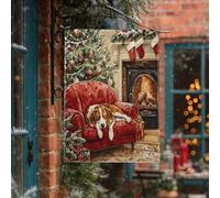 Bandiere natalizie per cani con beagle, 71 x 101 cm, double-face, per esterni, camino, cucciolo, standard, verticale, in tela, per la casa, per le vacanze, per il cortile o il cortile