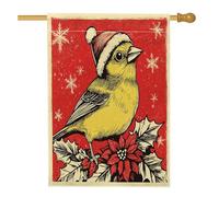 Bandiere natalizie per casa degli uccelli, 71 x 101 cm, double face, per esterni, stile vintage, con stella di Natale verticale, in tela, bandiere per la casa, bandiera invernale con stampa sul