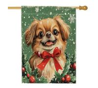 Bandiere natalizie per casa del cane pechinese, 71 x 101 cm, double face, per esterni, per l'inverno, Natale, cuccioli, bandiere verticali standard per la casa, felice anno nuovo, decorazione per