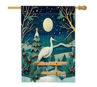 Bandiere natalizie per casetta degli uccelli, 71 x 101 cm, double-face, per esterni, novità con foresta innevata, in lino, bandiere verticali per la casa, bandiera natalizia con stampa sul cortile