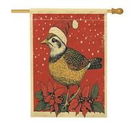 Bandiere natalizie per la casa degli uccelli, 71 x 101 cm, double face, per esterni, vintage, con stella di Natale verticale, in tela di lino, bandiera per la casa, bandiera invernale con stampa sul