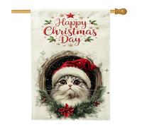 Bandiere natalizie per la casa dei gatti persiani, 71,1 x 101,6 cm, double face, decorative, divertenti, per finestre di Natale, cortile, casa, tela, bandiere decorative per animali domestici, per