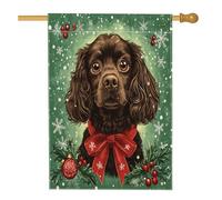Bandiere natalizie per la casa del cane Boykin Spaniel, 71 x 101 cm, per esterni, per l'inverno, Natale, cuccioli, bandiere verticali standard per la casa, felice anno nuovo, decorazione per esterni