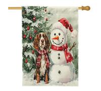 Bandiere natalizie per la casa del cane Springer Spaniel, 71,1 x 101,6 cm, double face, per decorazioni, Natale, pupazzi di neve, albero, cortile, bandierine per la casa, per esterni