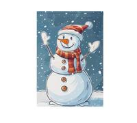 Bandiere natalizie rotonde da giardino con danza del pupazzo di neve su entrambi i lati, decorazione stagionale per esterni, striscioni per cortile, prato, decorazione per feste, 71 x 101 cm