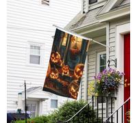 Bandiere natalizie vintage con zucca incandescente (2) 3 x 5 - Bandiere da giardino natalizie per esterni su entrambi i lati, bandiere da giardino autunnali per esterni bandiere decorative natalizie