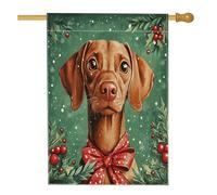 Bandiere natalizie Vizsla per la casa del cane, 71 x 101 cm, double-face, per esterni, per l'inverno, per animali domestici, cuccioli, bandiere verticali standard per la casa, felice anno nuovo
