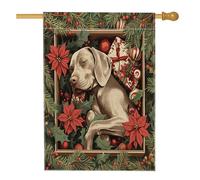 Bandiere natalizie Weimaraner per la casa del cane, 71 x 101 cm, double face, per esterni, vintage, per cuccioli di animali domestici, standard verticali, in tela, per la casa, per l'anno nuovo