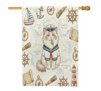 Bandiere nautiche con gatto ragdoll blu navy, 71 x 101 cm, double face, per esterni, per l'estate, per gattini e navi, tela verticale, bandiera per la casa, bella bandiera con stampa sul cortile