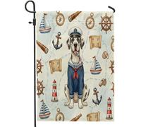 Bandiere nautiche da giardino con cane alano blu navy, 30,5 x 45,7 cm, double face, per esterni, motivo rotta di nave per cuccioli estivi, bandiere standard in tela per la casa, bella bandiera per