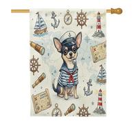 Bandiere nautiche per la casa con cane chihuahua, 71 x 101 cm, double face, per esterni, per cuccioli estivi, rotta di nave, tela verticale, bandiera per la casa, bella bandiera con stampa sul cortile