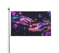 Bandiere neon con due mani che si raggiungono l'una all'altra per la casa, 9 x 1,5 m, striscione di auguri con occhielli per interni ed esterni, decorazioni per la casa