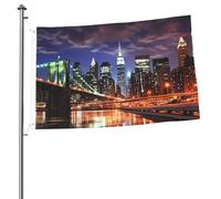 Bandiere notturne di New York per esterni, 0,6 x 0,9 m, bandiera stagionale da giardino con occhielli bandiera esterna per decorazioni per la casa sfondo fotografico