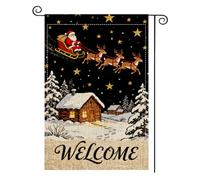 Bandiere Nuxovilar Santa Claus In The Dark Night Merry Winter Bandiere Da Cortile Decorative Divertenti 30X45Cm Bandiera Per Casa Parete