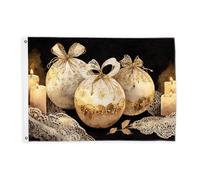 Bandiere ornamentali per esterni, eleganti candele natalizie in pizzo dorato per esterni con occhielli decorativi per portico anteriore, balcone, terrazza, patio, 0,6 x 0,9 m