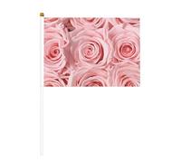 Bandiere palmari con stampa di rose fresche rosa, bandiere versatili per feste, parate, celebrazioni, vacanze, matrimoni, decorazioni per la casa
