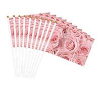 Bandiere palmari con stampa di rose fresche rosa, bandiere versatili per feste, parate, celebrazioni, vacanze, matrimoni, decorazioni per la casa