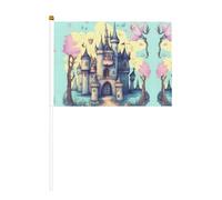 Bandiere palmari stampate con castello delle fiabe, 14 x 20,8 cm, confezione da 10